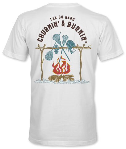 Boys Churnin & Burnin Lacrosse T-Shirt - White