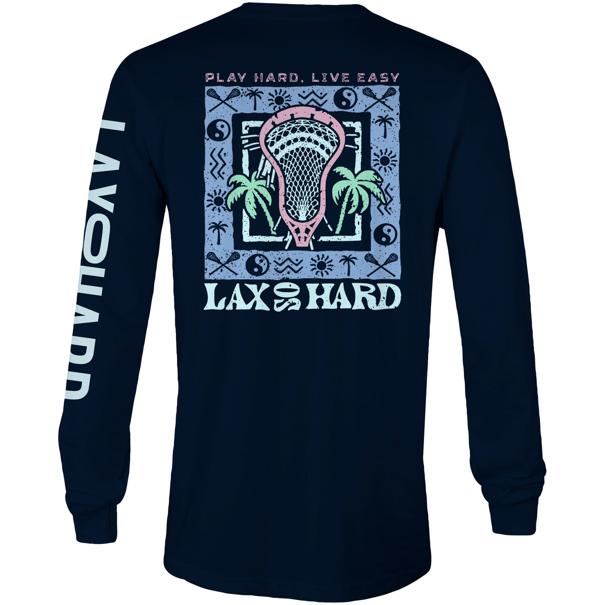 Kids navy long sleeve California-graphic lacrosse tee back