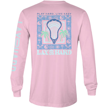 Kids pink long sleeve California-graphic lacrosse tee back