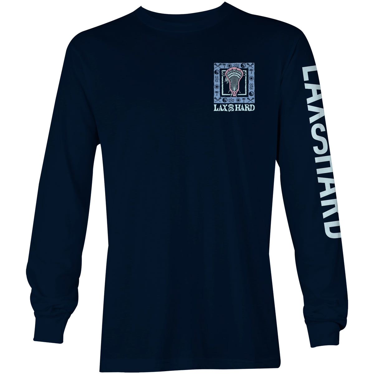 Kids navy long sleeve California-graphic lacrosse tee front