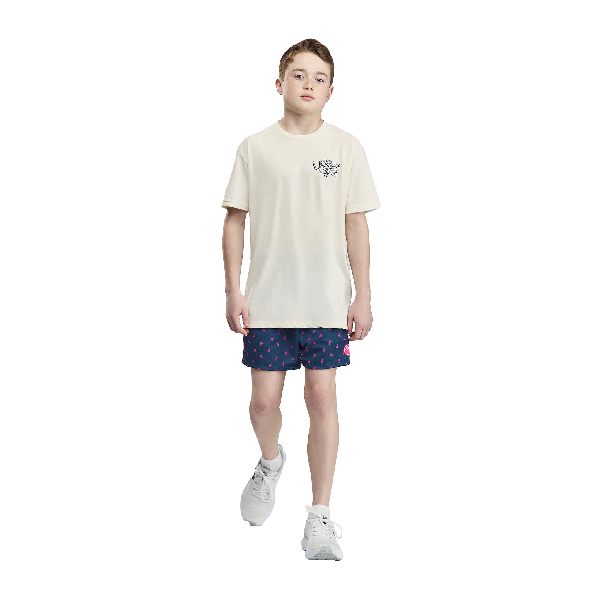 Boys Prep Lacrosse Shorts - Navy and Pink