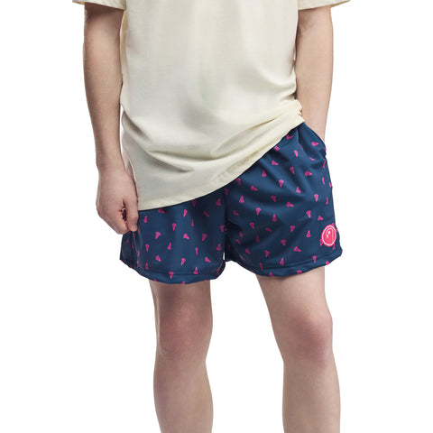 Boys Prep Lacrosse Shorts - Navy and Pink