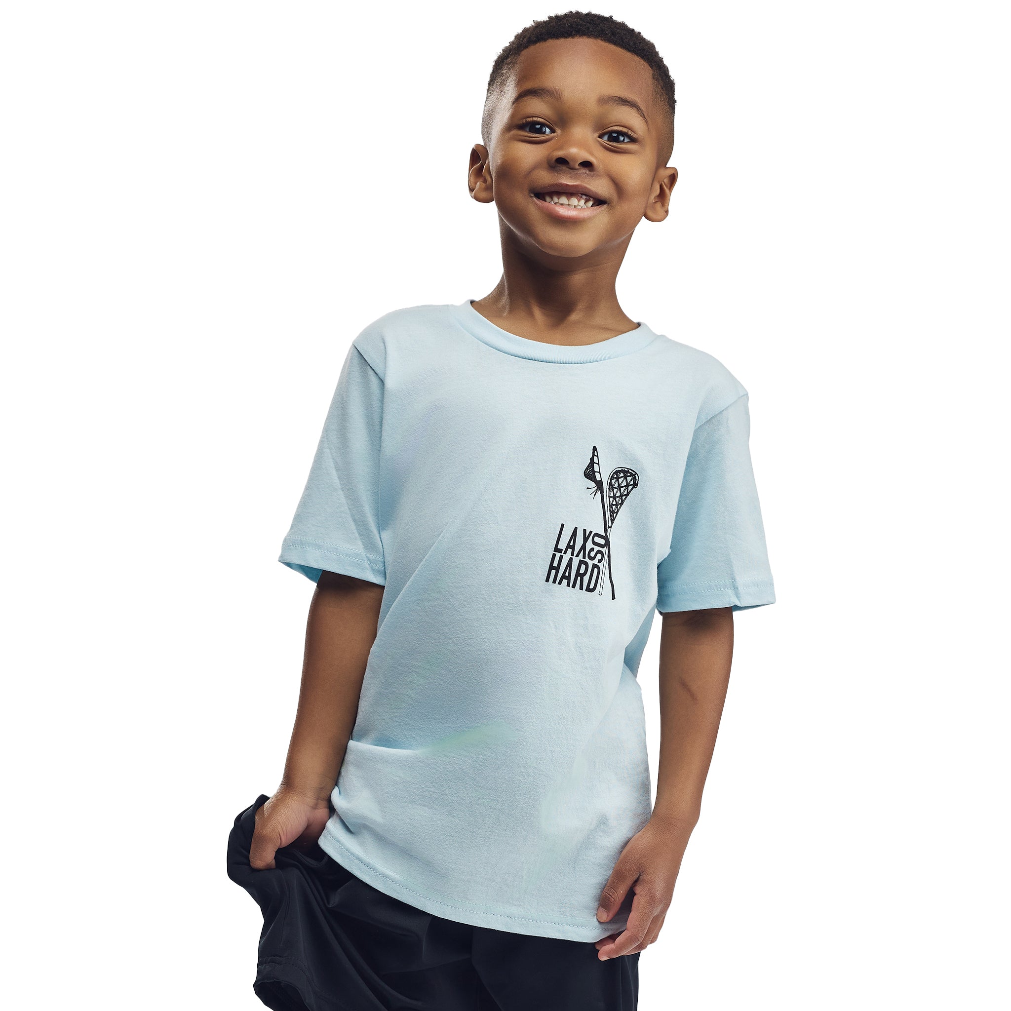 Kids Lacrosse Stick American Flag T-Shirt - Blue