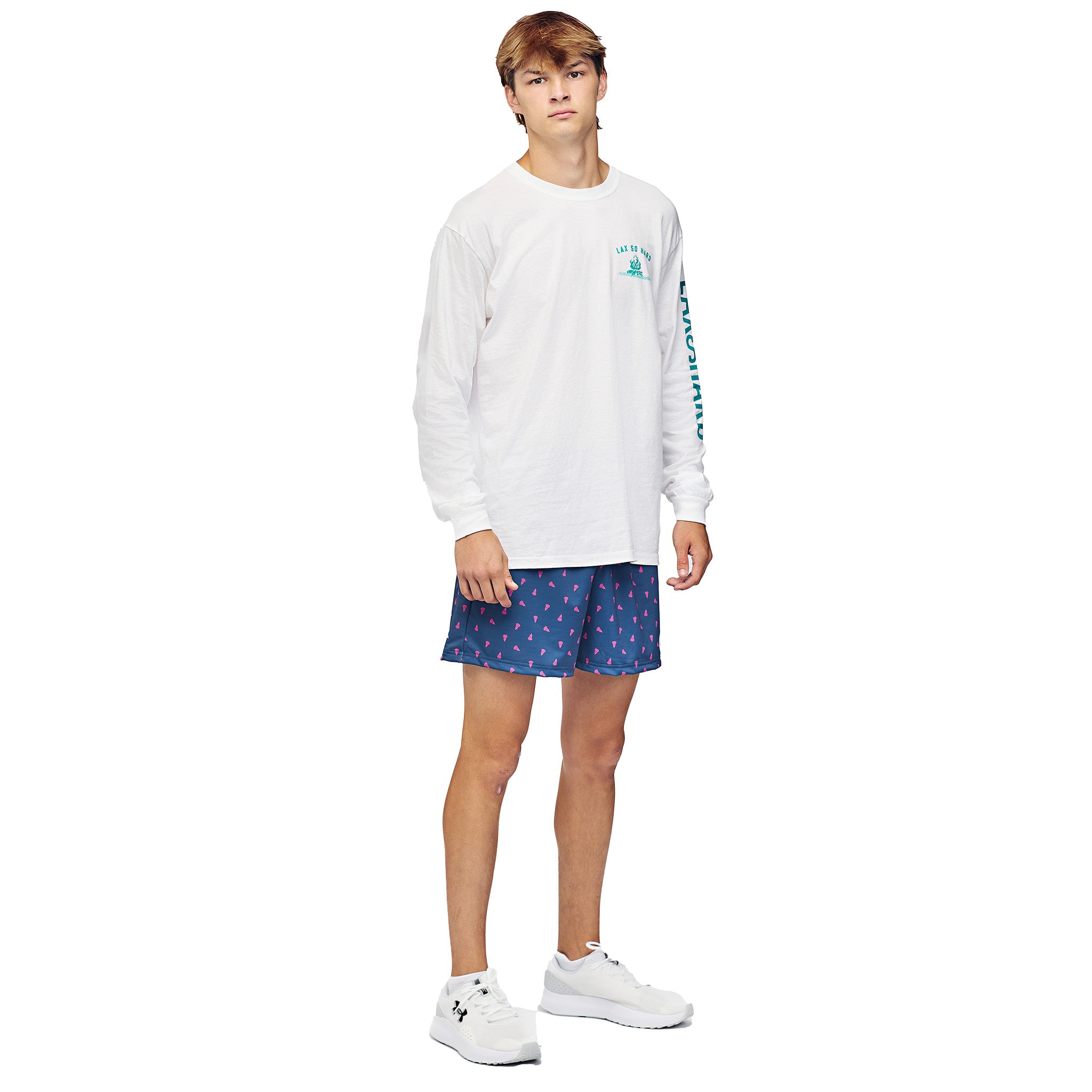 Churnin & Burnin Lacrosse Long Sleeve T-Shirt - White