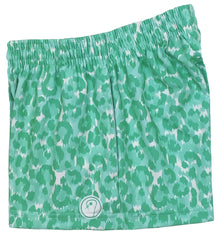 Girls Leopard Lacrosse Shorts - Green