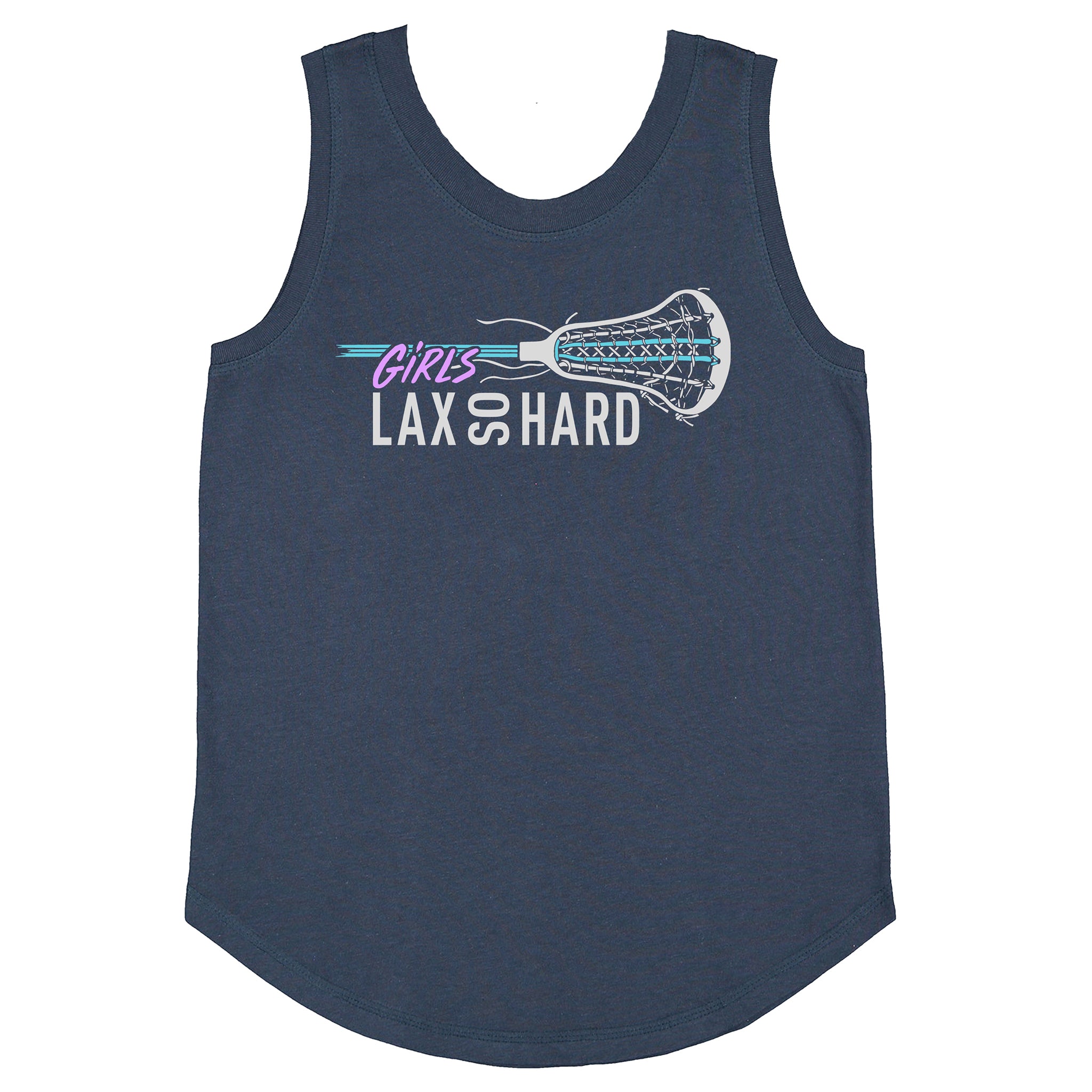 Girls LAX SO HARD Tank Top - Navy