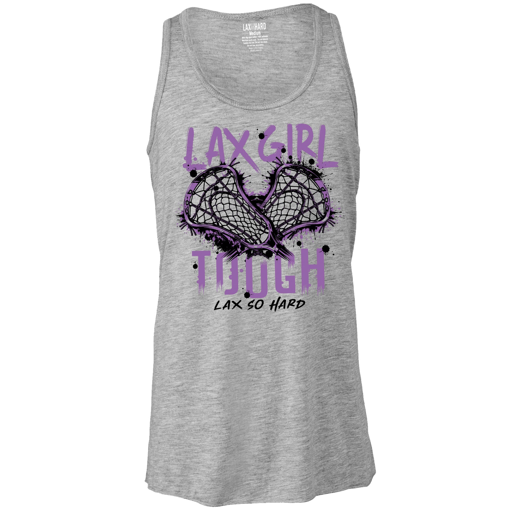 Girls LAX Tough Racer Back Tank Gray