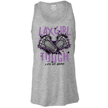 Girls LAX Tough Racer Back Tank Gray