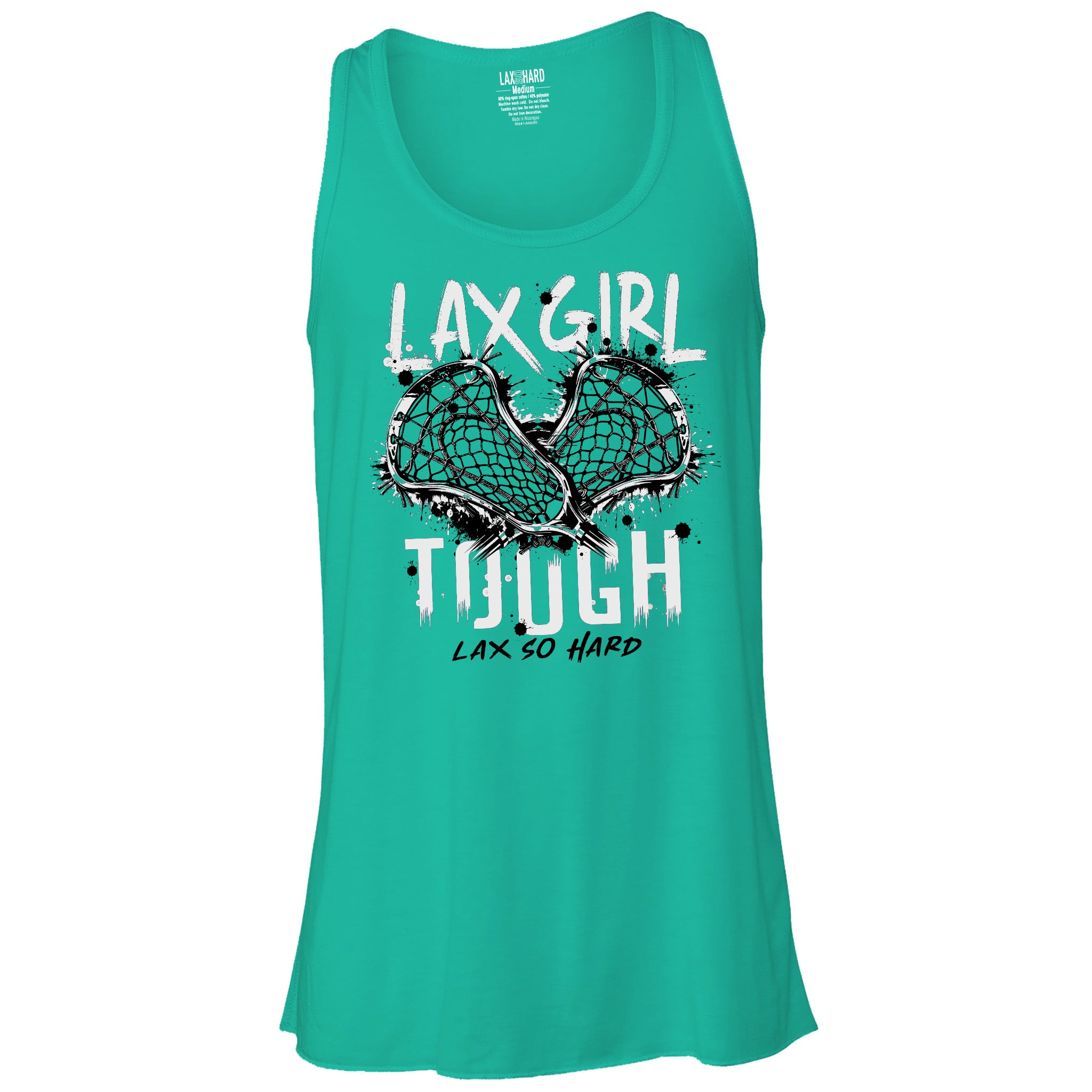 Girls LAX Tough Racer Back Tank Teal