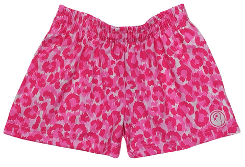 Girls Leopard Lacrosse Shorts - Pink