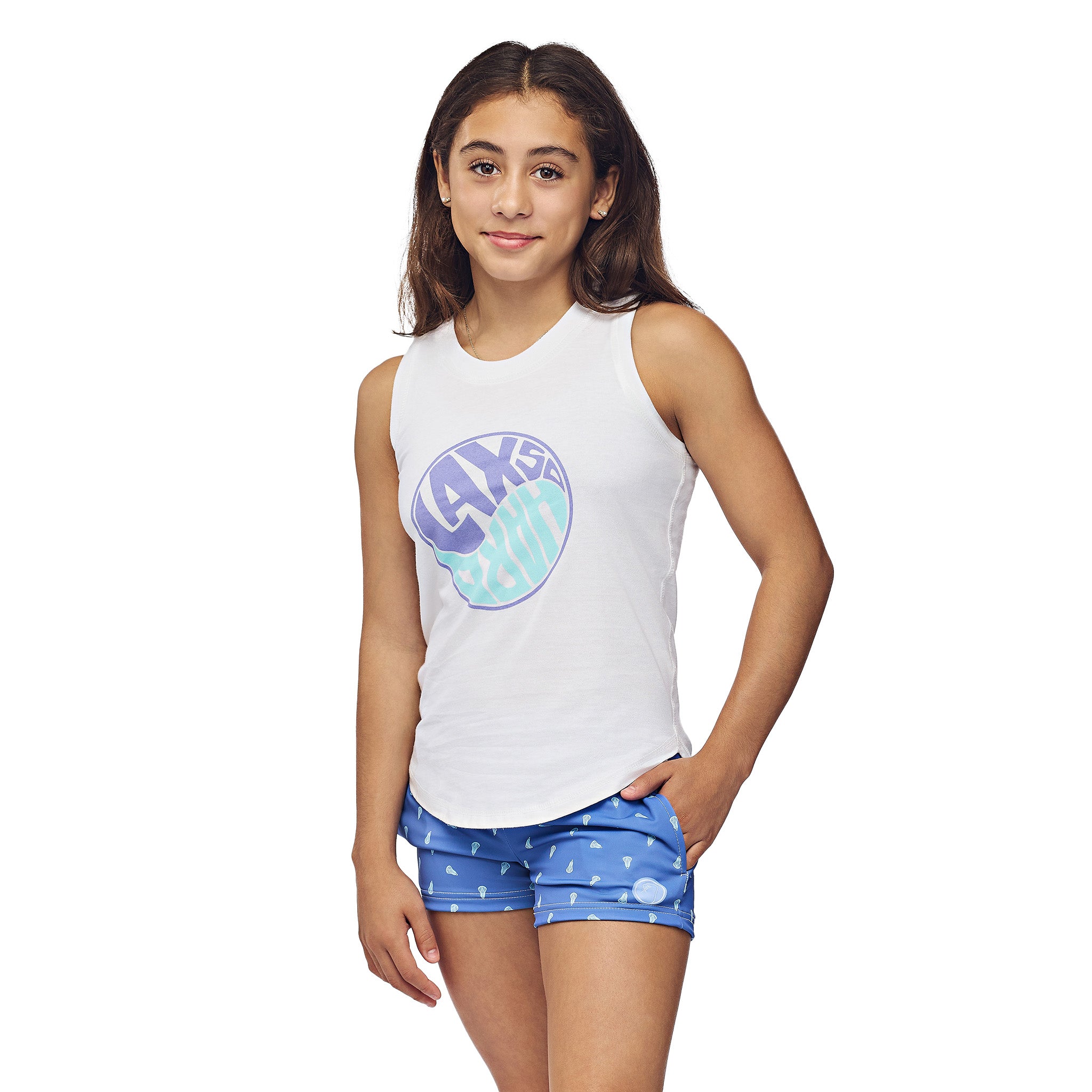 Girls Yin and LAX Tank Top - White