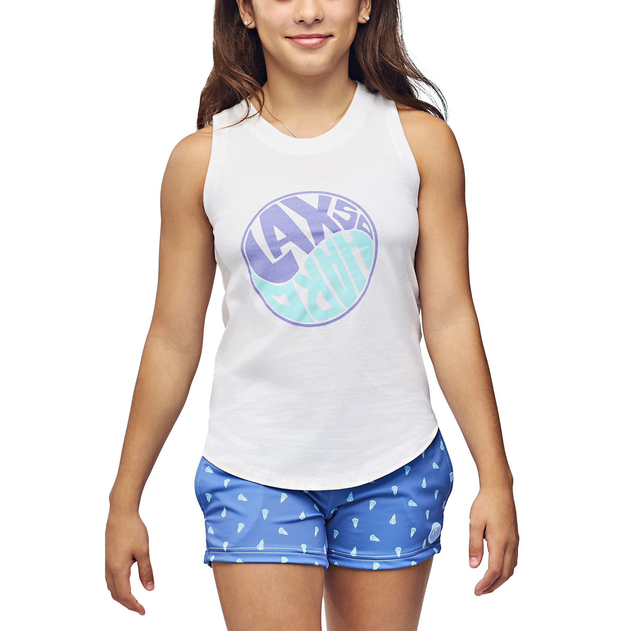 Girls Yin and LAX Tank Top - White