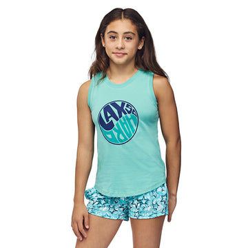Girls Yin and LAX Tank Top - Teal