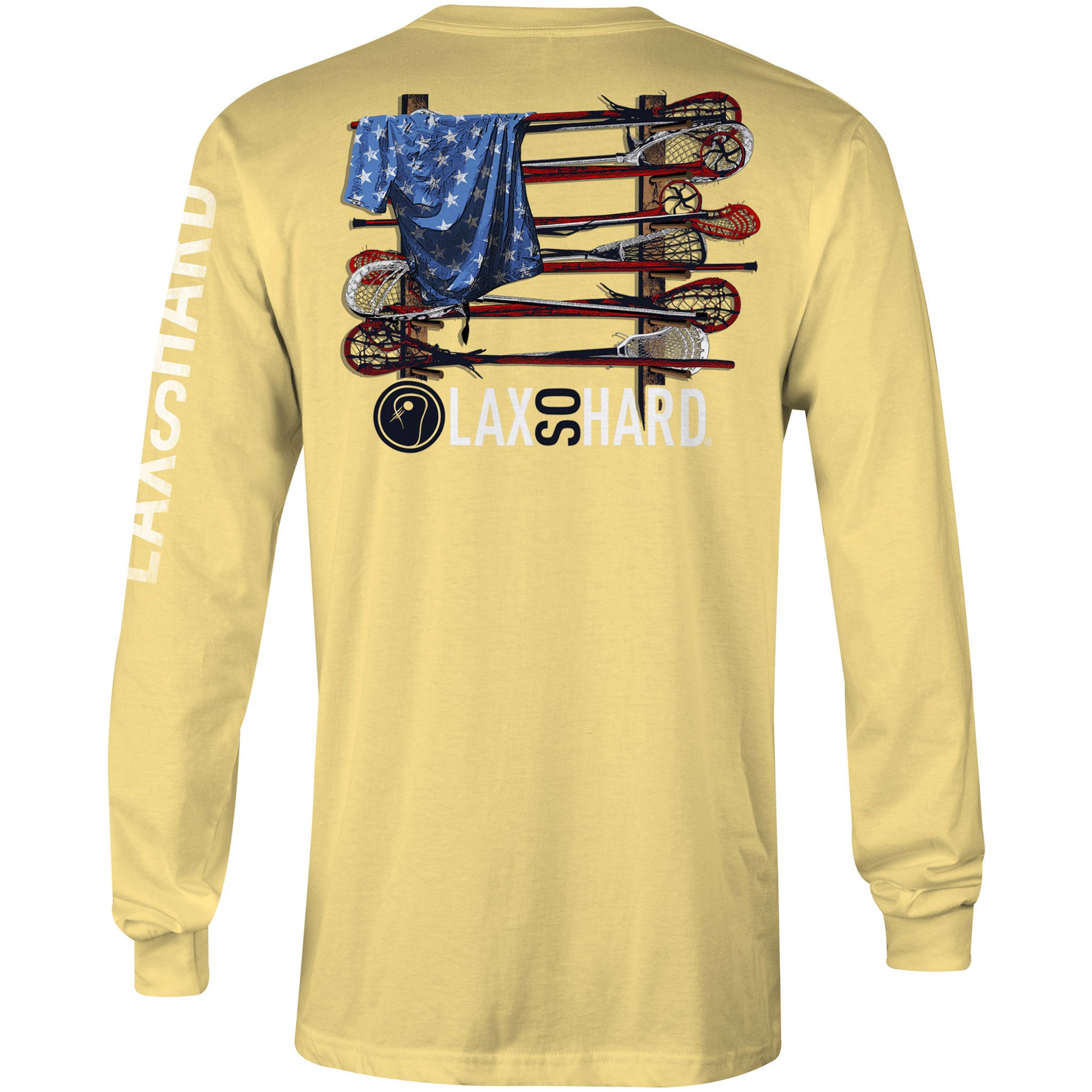 Kids Lacrosse Stick American Flag Long Sleeve T-Shirt
