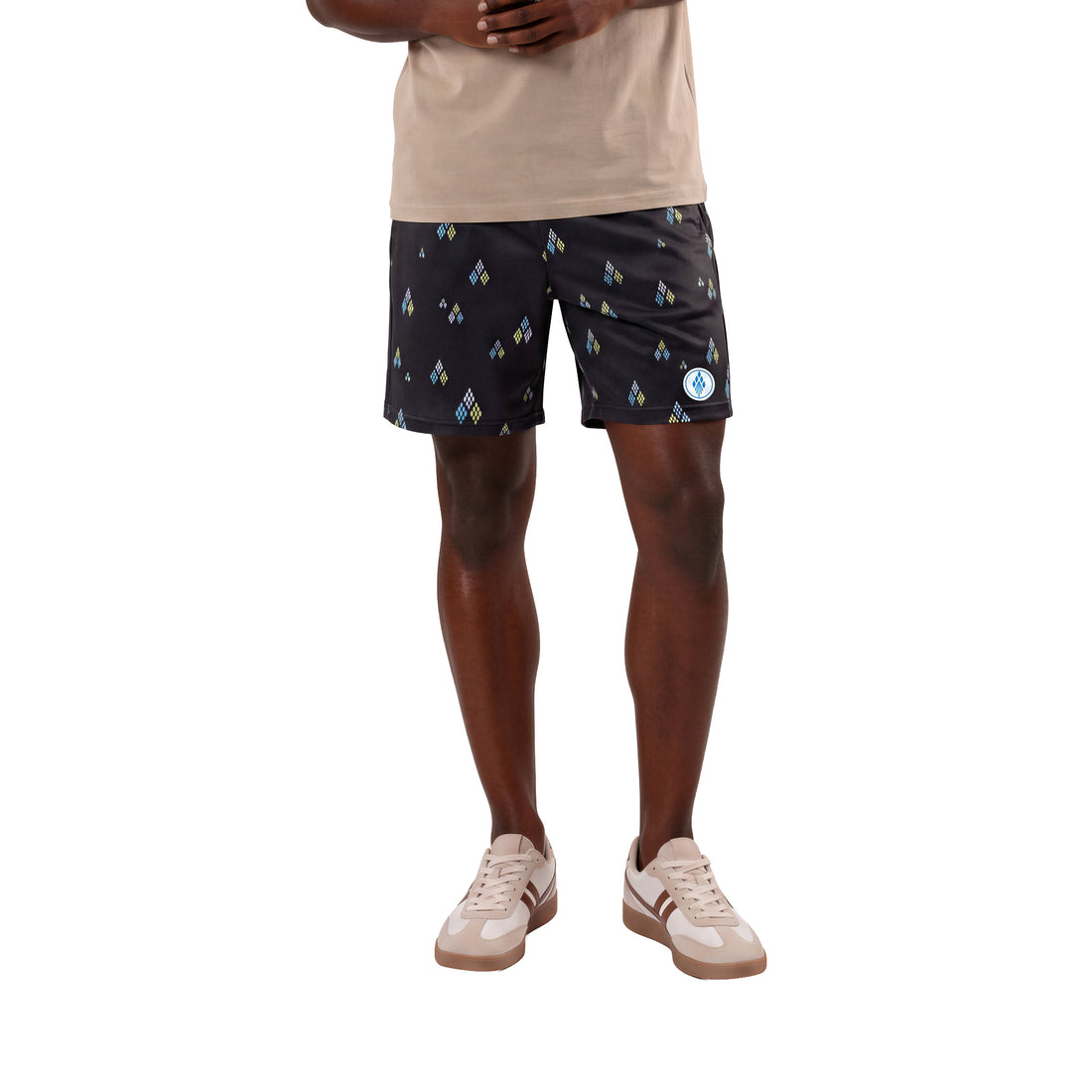 Mens black lacrosse shorts half bottom front