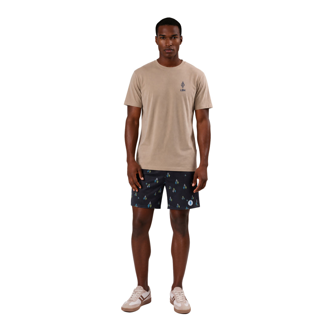 Mens black lacrosse shorts half bottom front