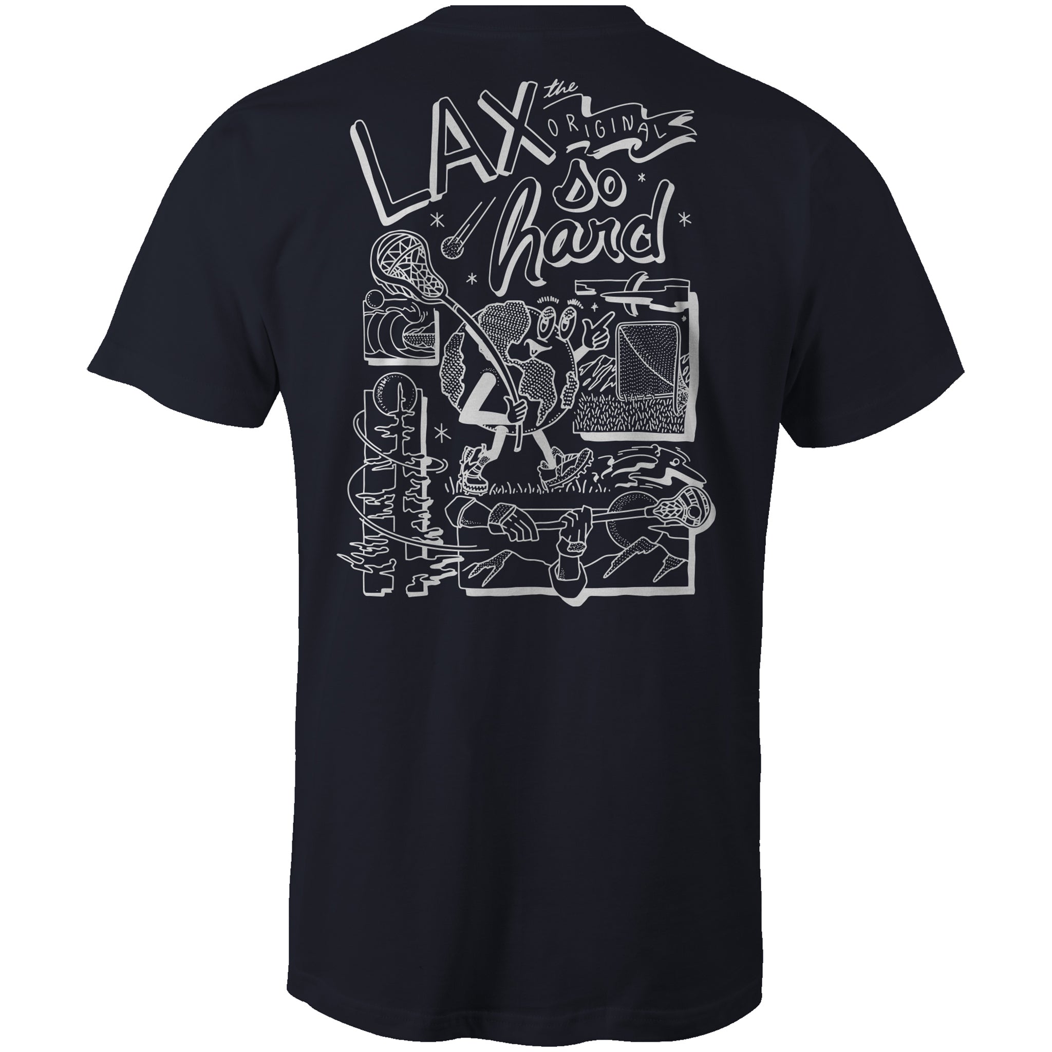 Lacrosse Globe T-Shirt - Navy Blue