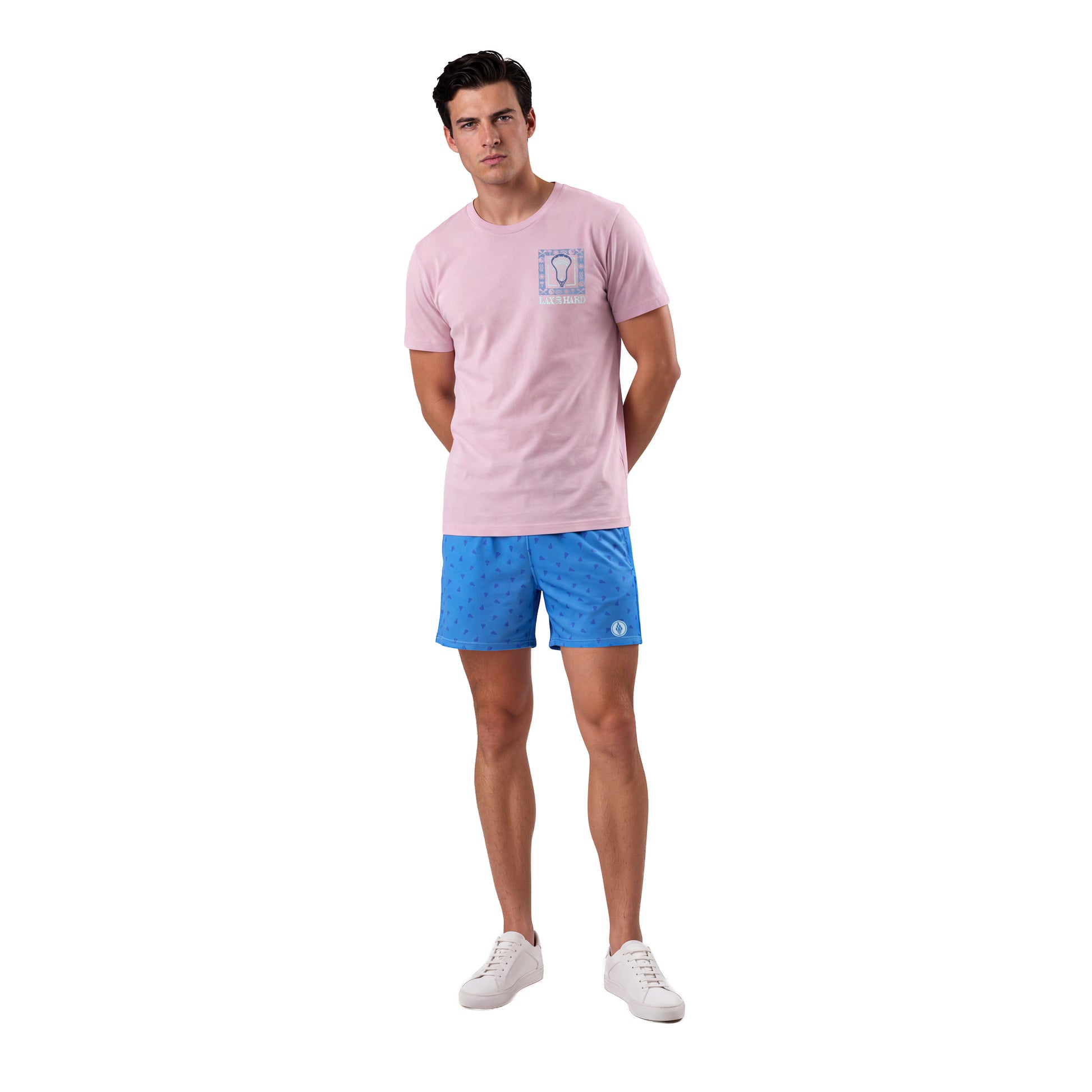 Mens blue ombre prep lacrosse shorts full front