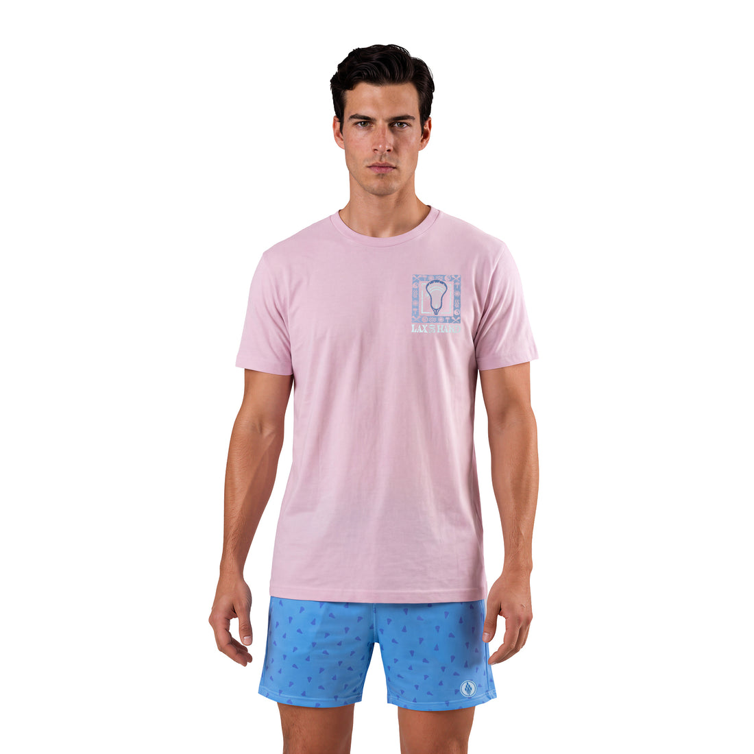 Mens pink California-graphic lacrosse t-shirt back model