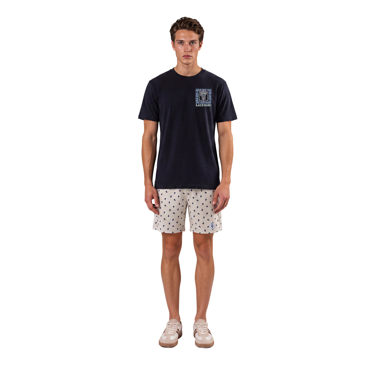 Mens khaki prep lacrosse shorts full front