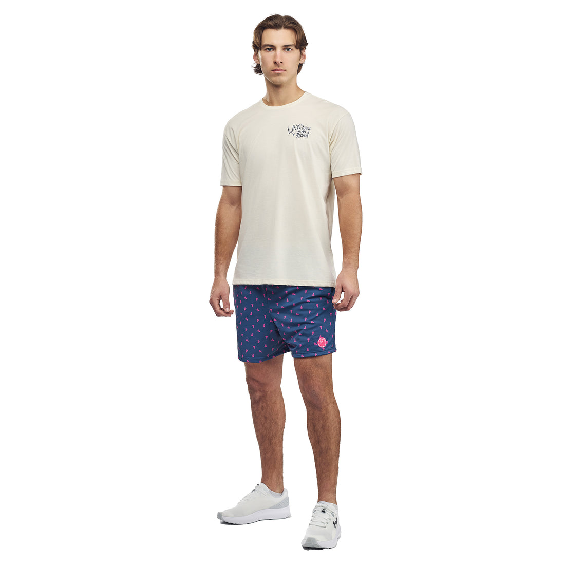 Mens Prep Lacrosse Shorts - Navy and Pink