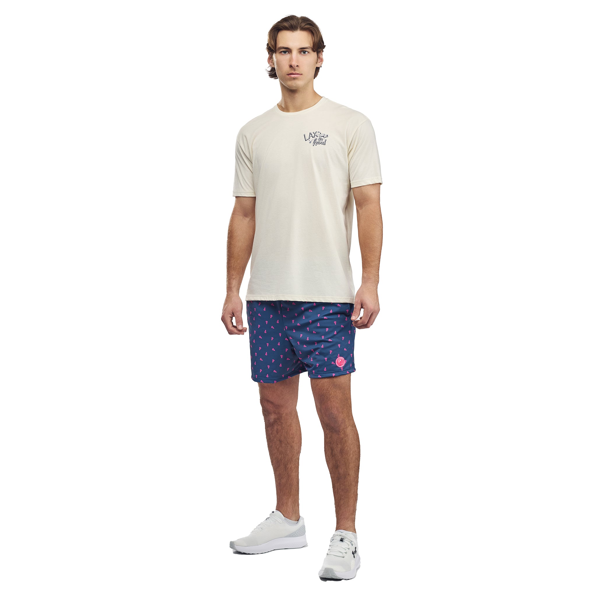 Mens Prep Lacrosse Shorts - Navy and Pink