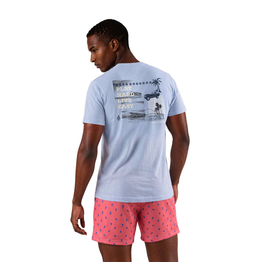 Mens blue scene print-lacrosse t-shirt back