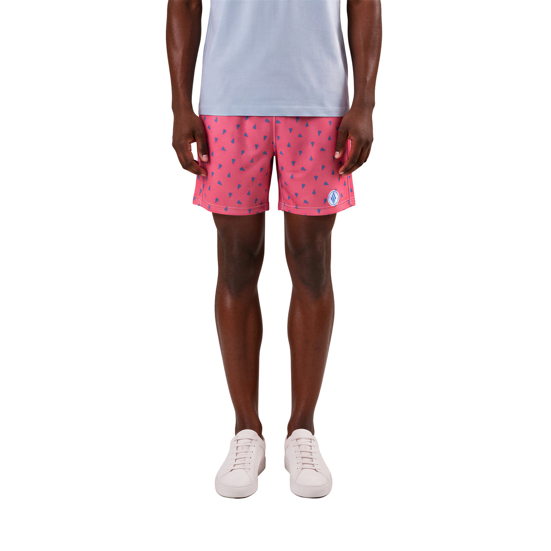 Mens prep pink lacrosse shorts half bottom front