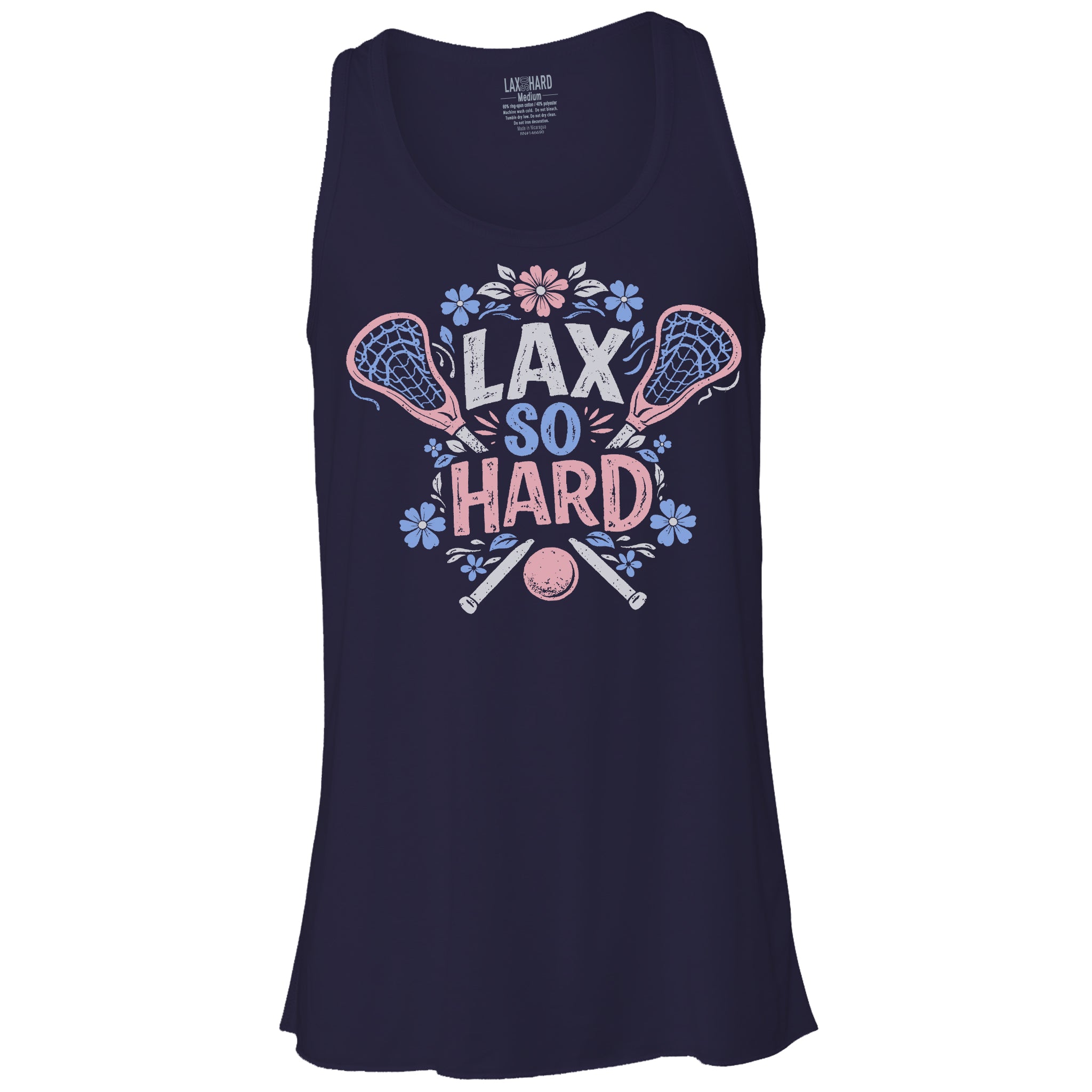 Womens Summer Lacrosse Flowy Racer Tank - Navy