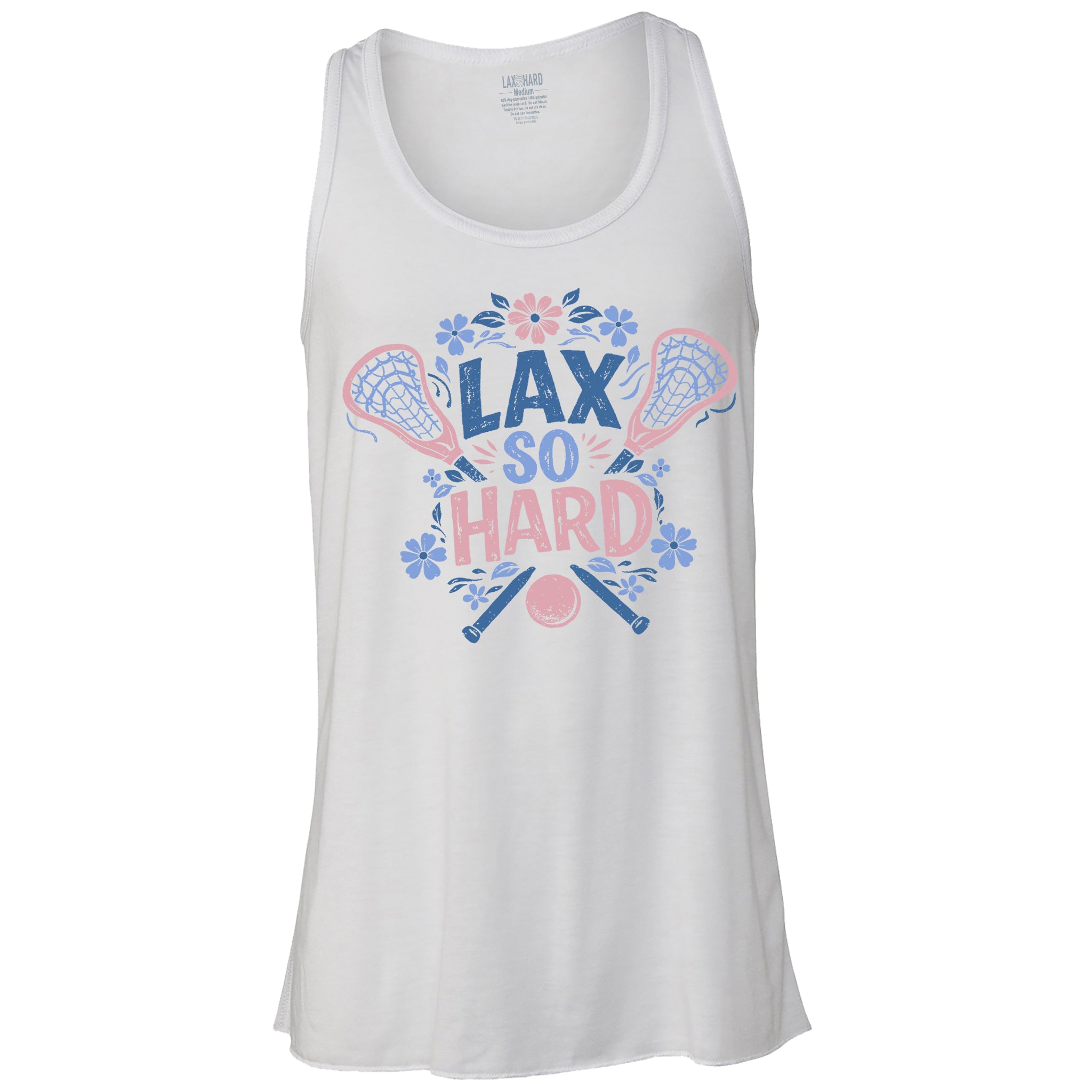 Womens Summer Lacrosse Flowy Racer Tank - White