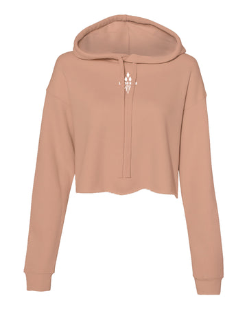 Womens Cropped Fleece Hoodie - Blush