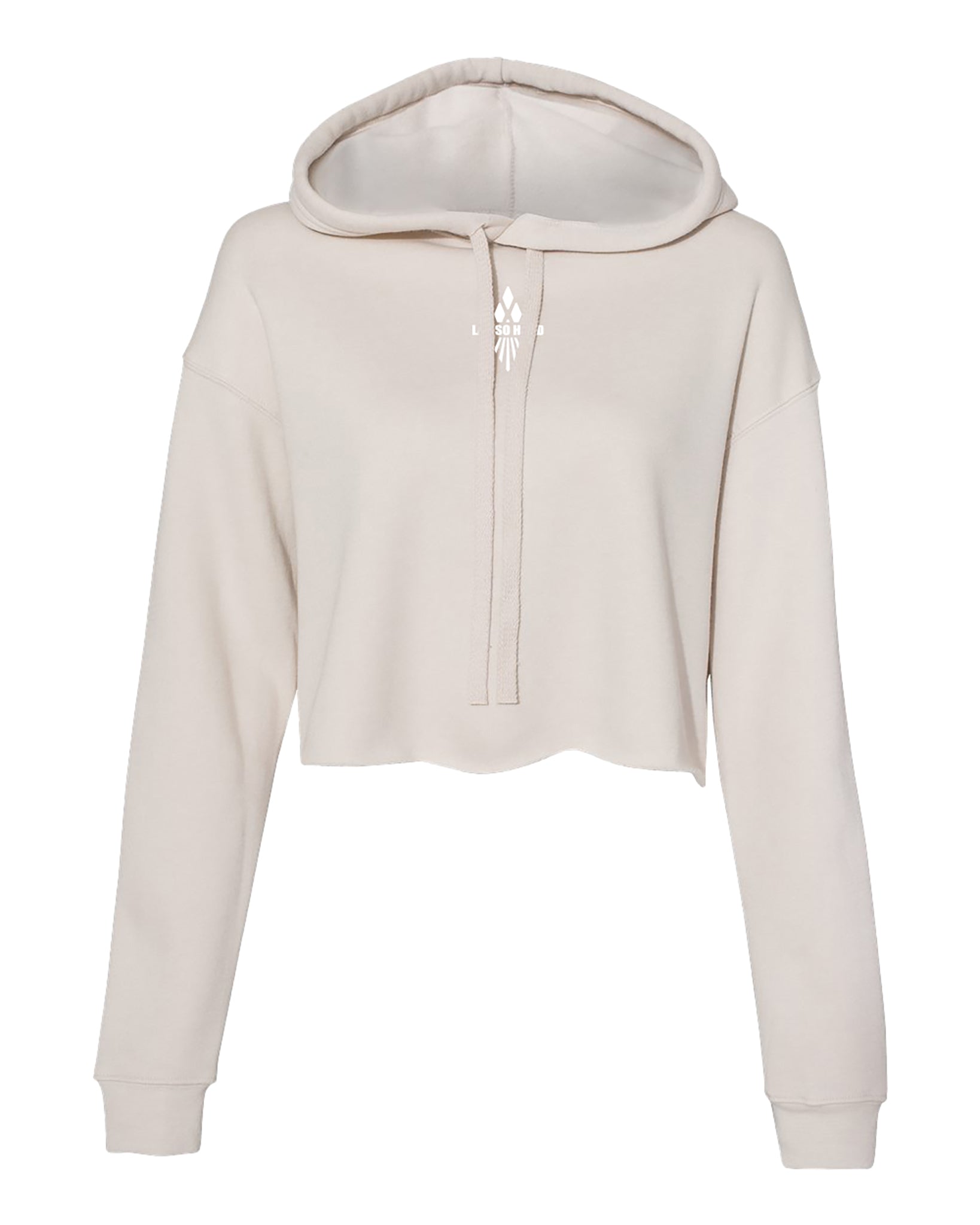 Womens Cropped Fleece Hoodie - Winter White