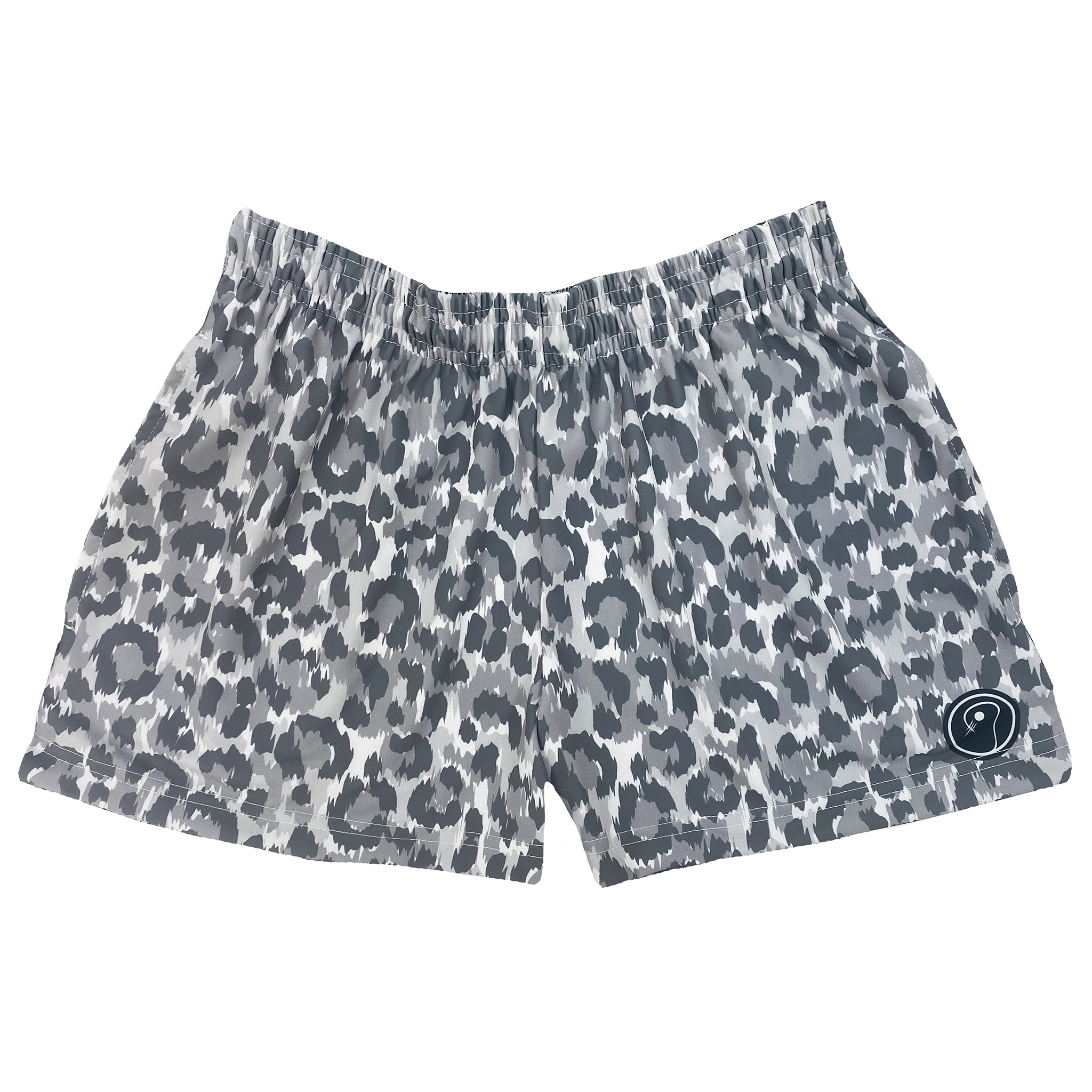 Womens Leopard Lacrosse Shorts - Gray