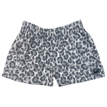 Womens Leopard Lacrosse Shorts - Gray