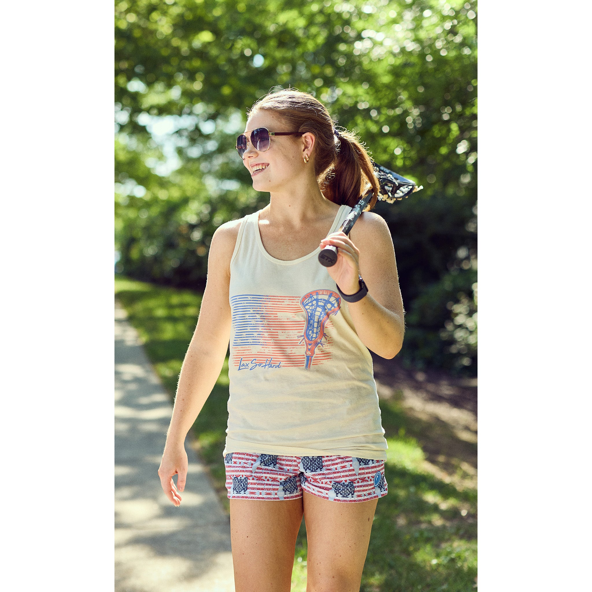 Womens Patriot Lacrosse Tank - Ivory