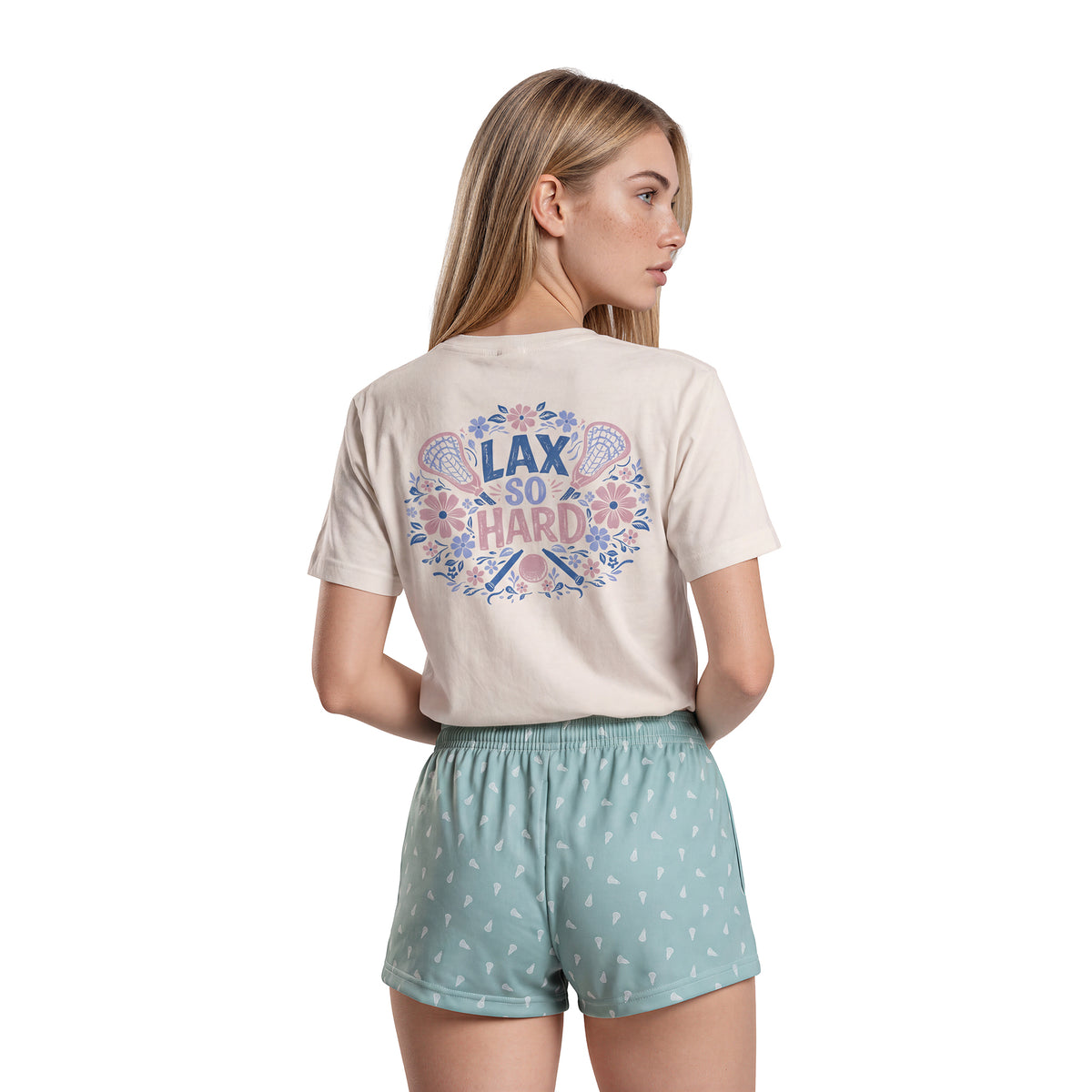 Womens cream lacrosse graphic t-shirt back