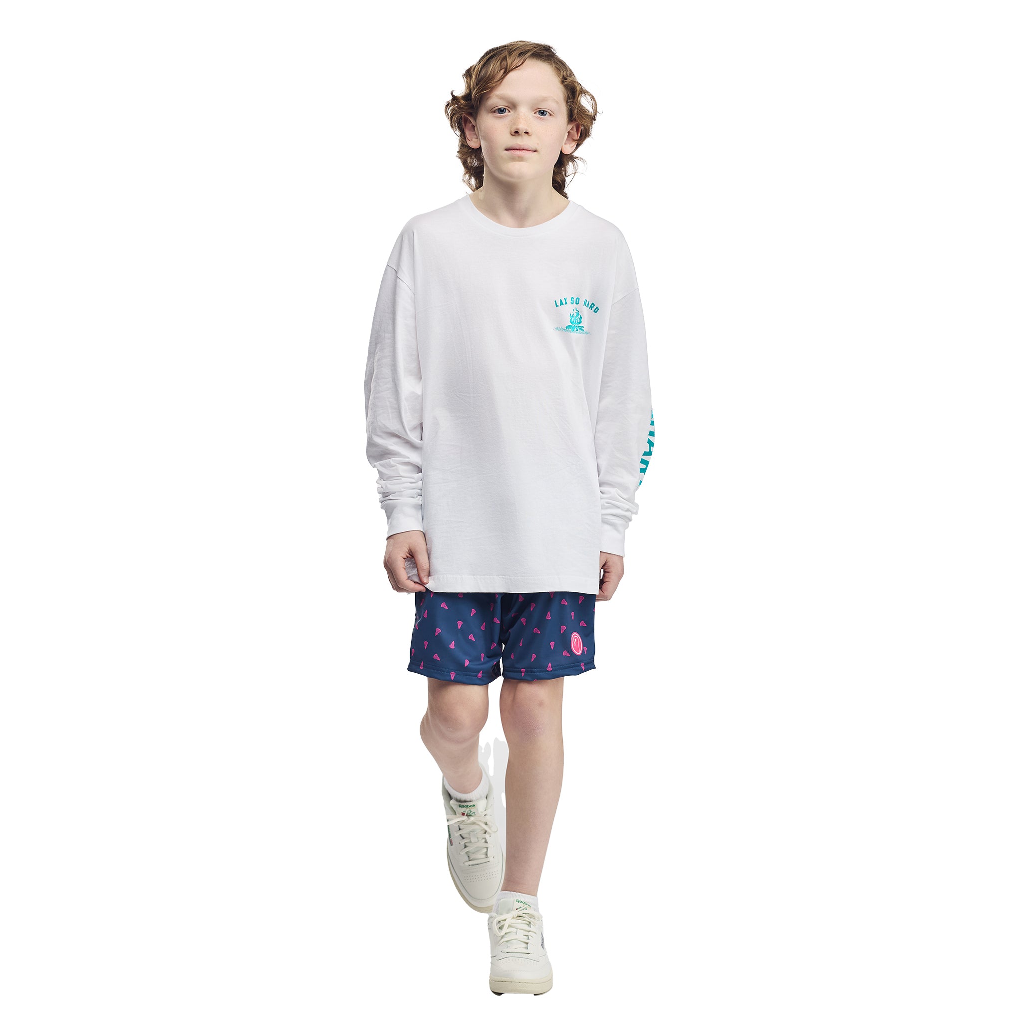 Kids Churnin & Burnin Lacrosse Long Sleeve T-Shirt - White