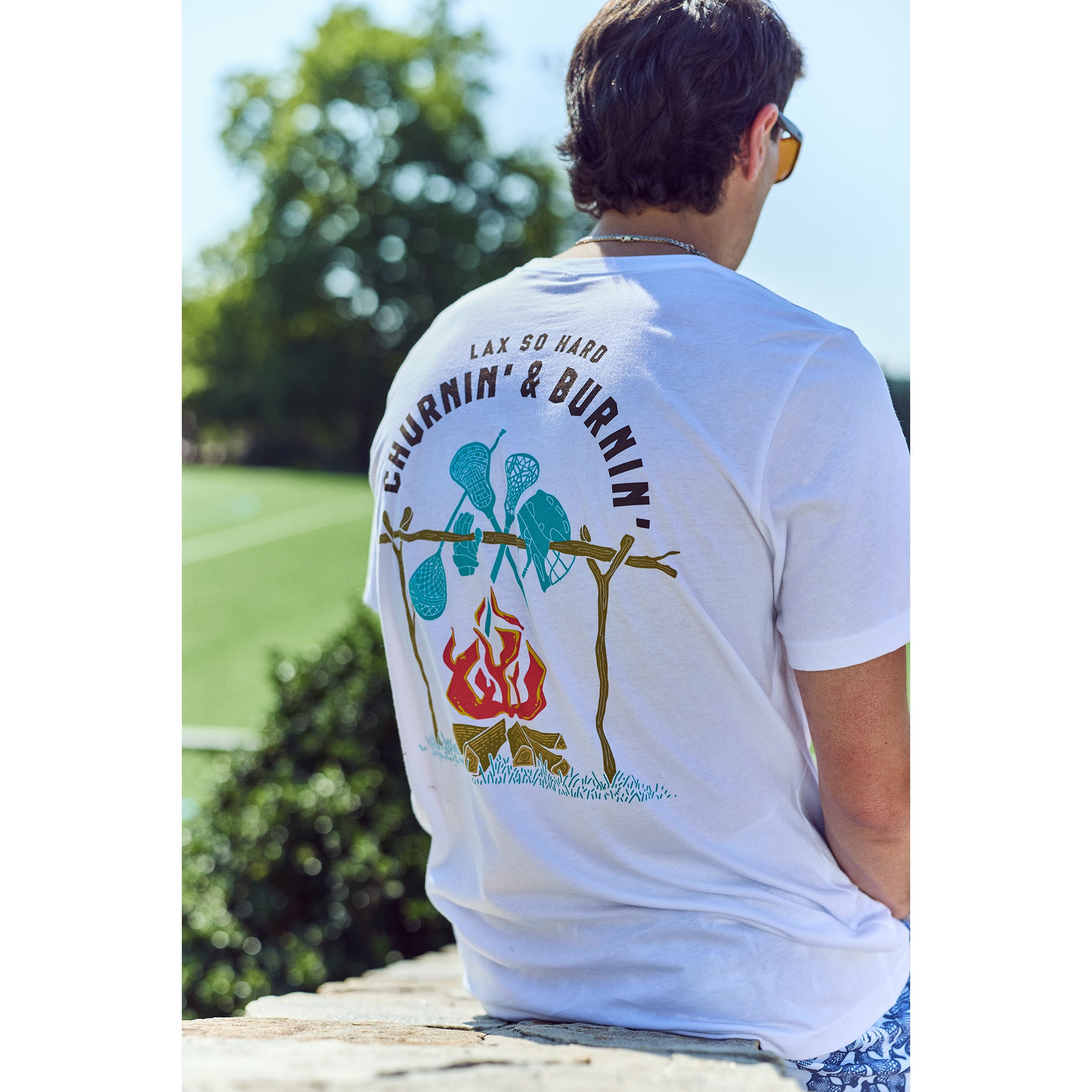 Churnin & Burnin Lacrosse T-Shirt - White