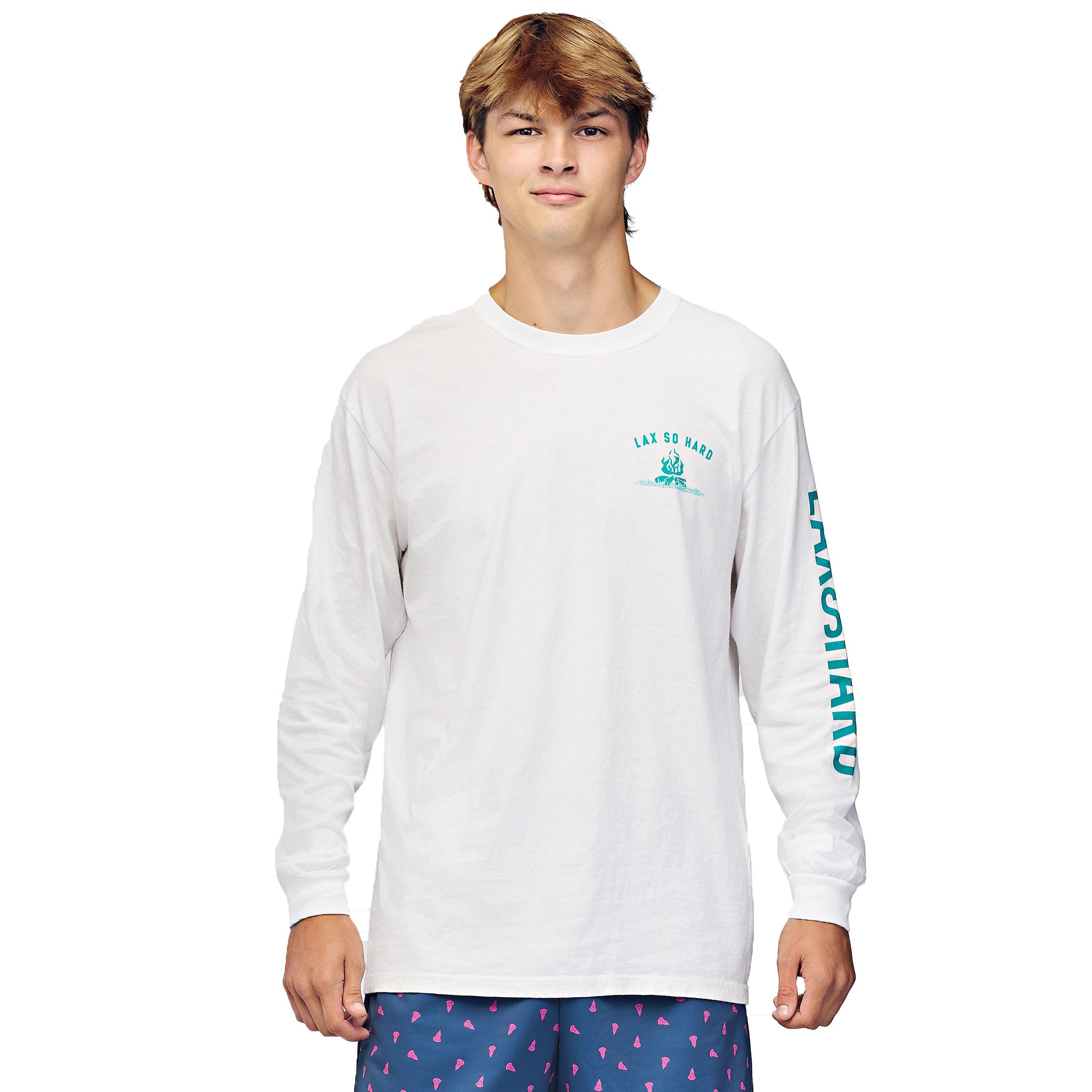 Churnin & Burnin Lacrosse Long Sleeve T-Shirt - White