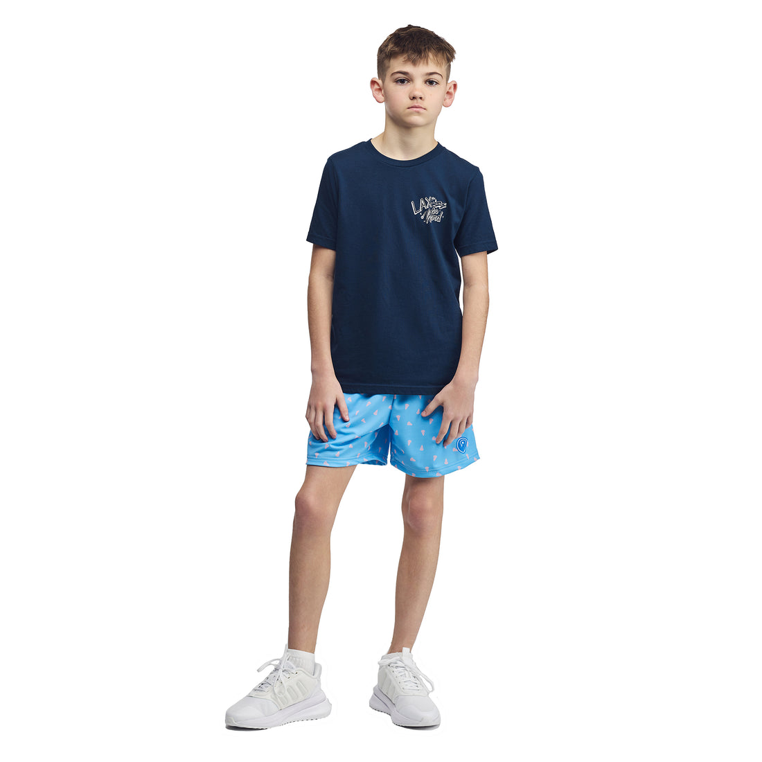 boys lacrosse shorts prep youth performance blue and pink