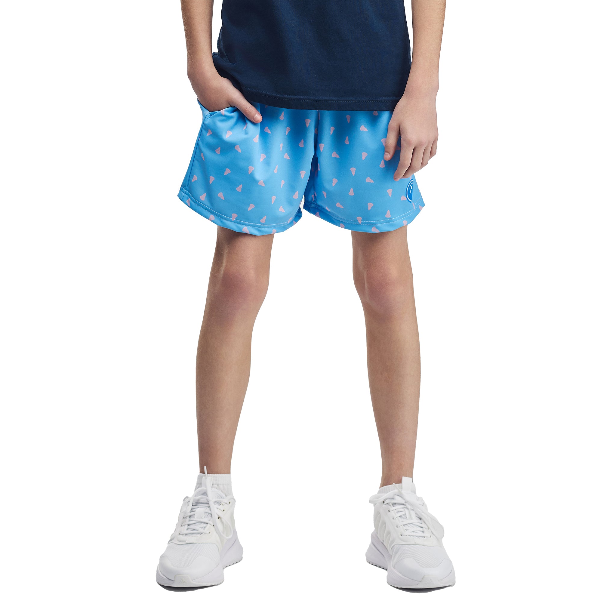 youth lacrosse shorts prep light blue pink