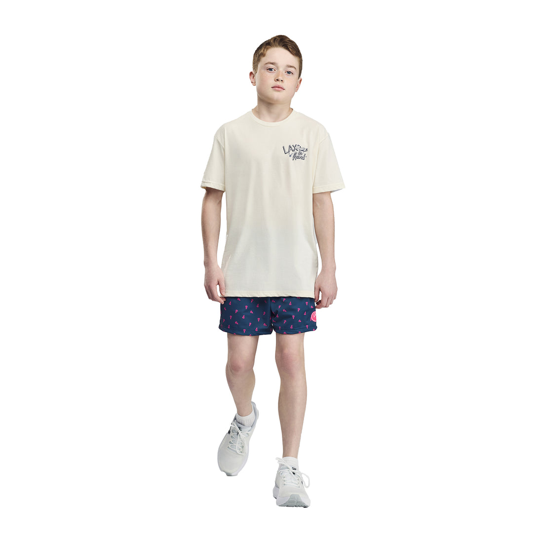 youth lacrosse shorts prep navy pink