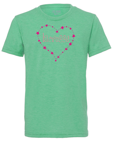 Girls LACROSSE Heart T-Shirt - Green