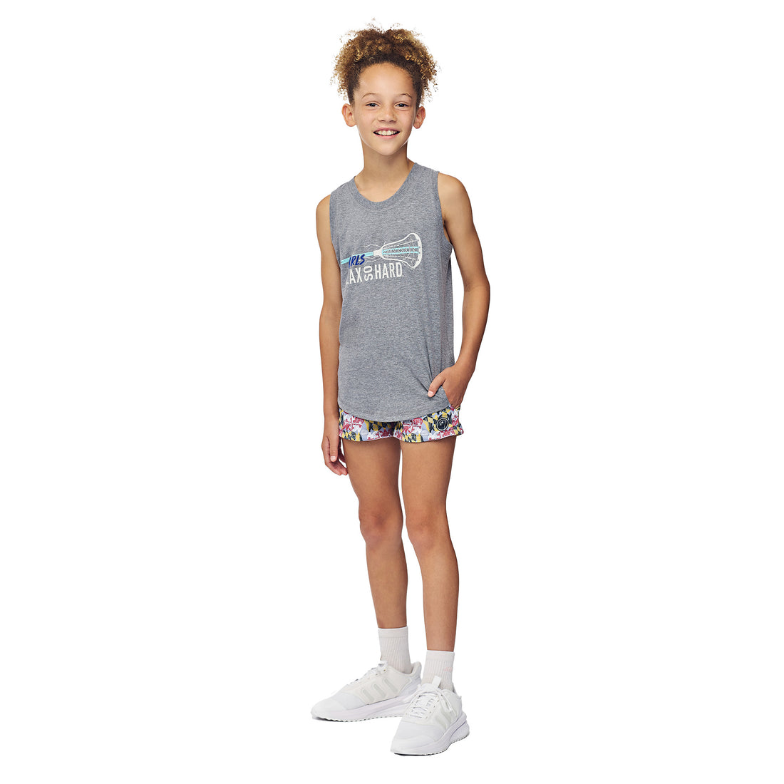 youth girls lacrosse shorts Maryland flag design