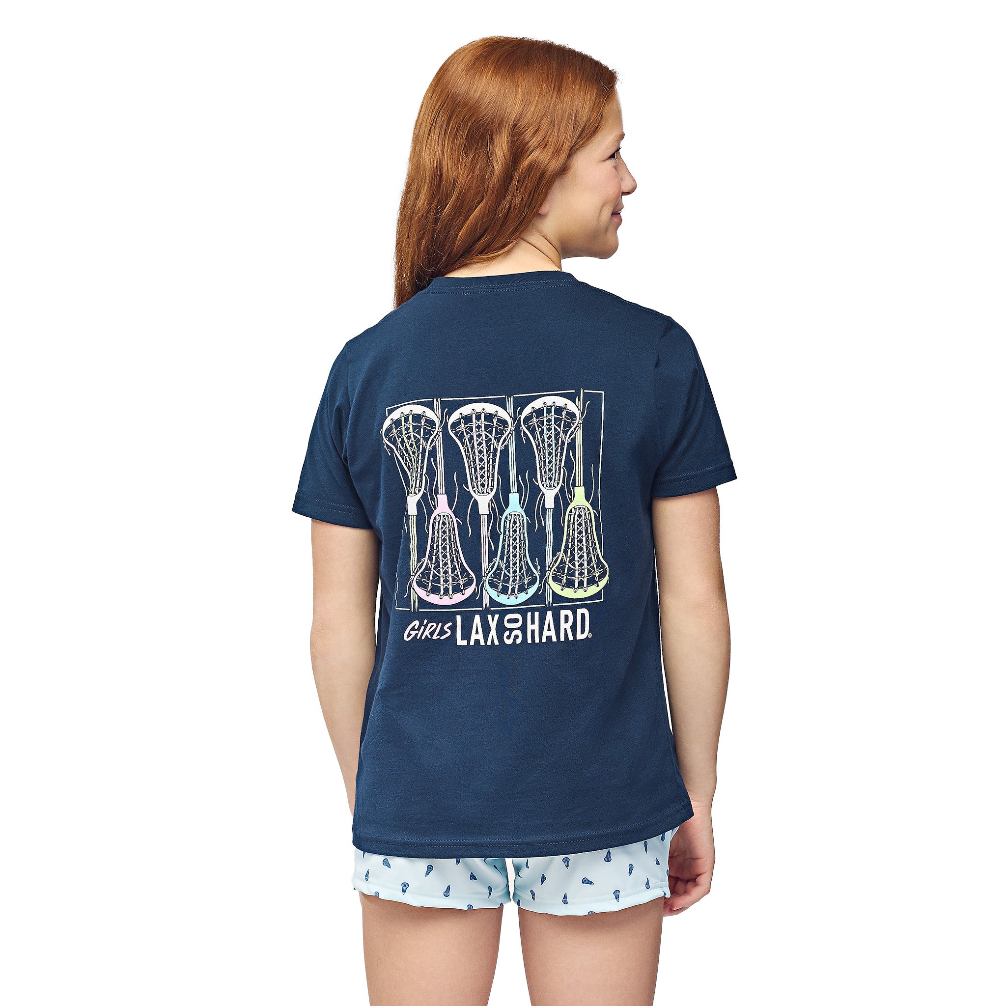 Girls LAX SO HARD T-Shirt - Navy