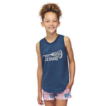 Girls LAX SO HARD Tank Top - Navy
