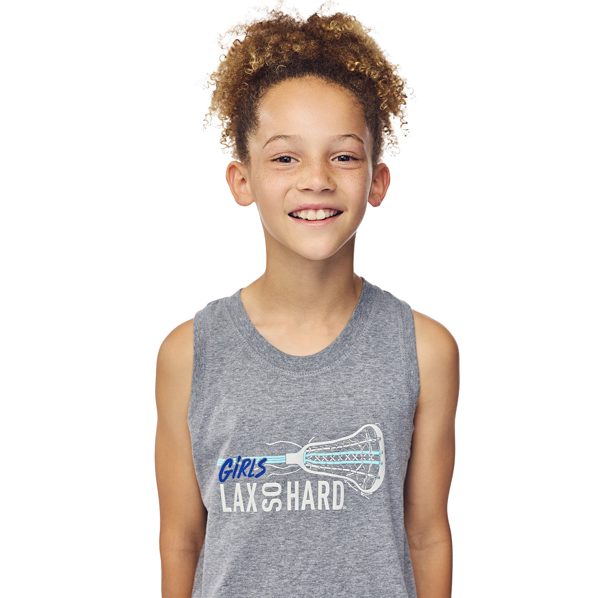Girls LAX SO HARD Tank Top - Athletic Gray