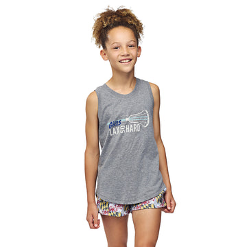 Girls LAX SO HARD Tank Top - Athletic Gray