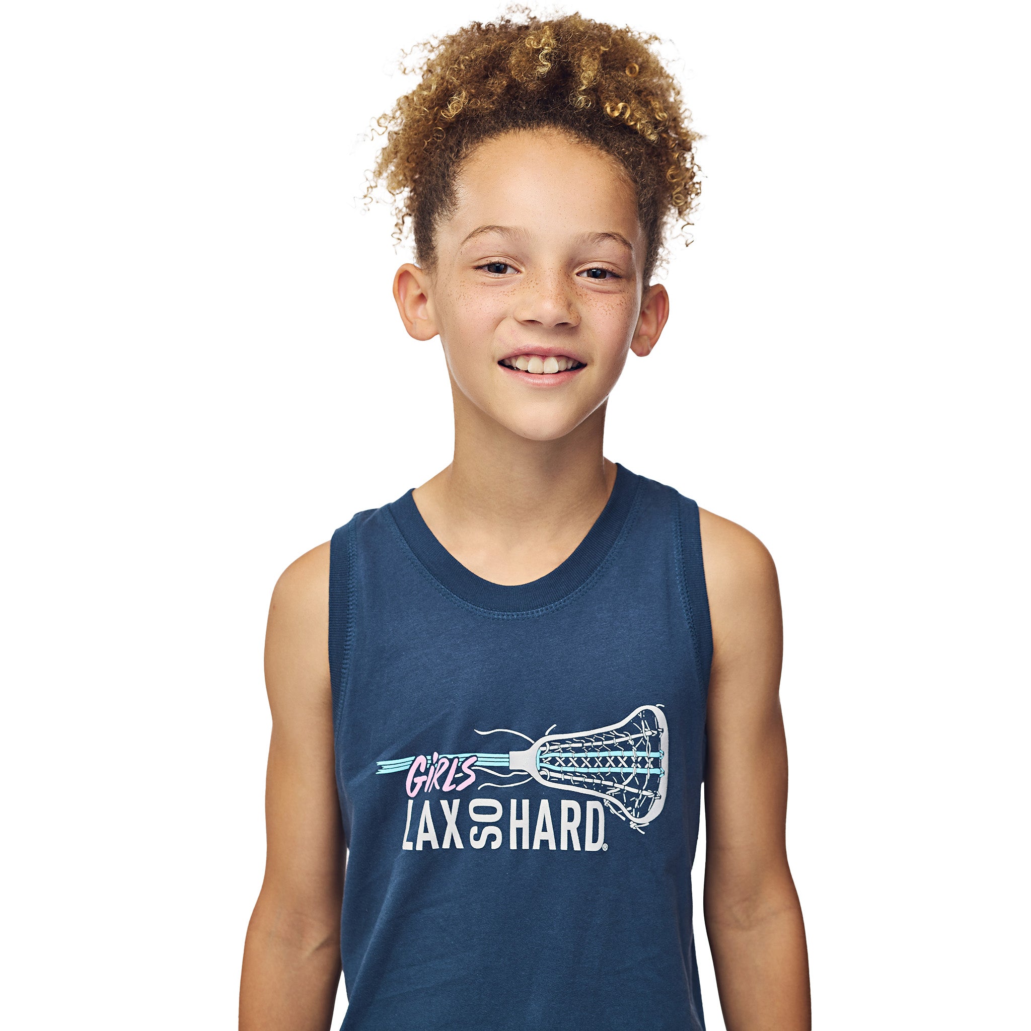 Girls LAX SO HARD Tank Top - Navy