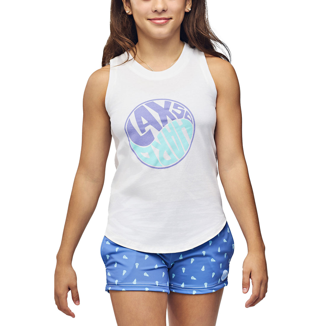 Girls Yin and LAX Tank Top - White